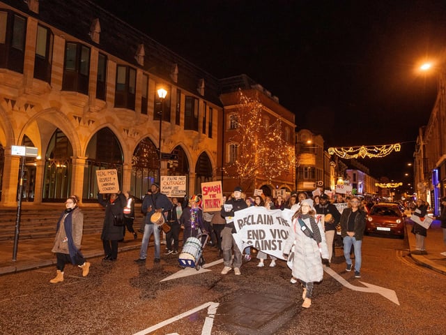 Activists joined the march on Friday November 28 to stand against violence towards women and girls.