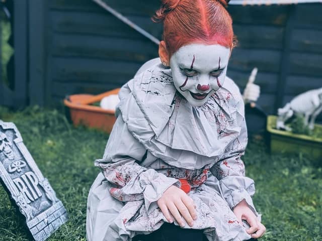 Hally-rae Holder, aged 6, from Collingtree dressed as Pennywise from IT