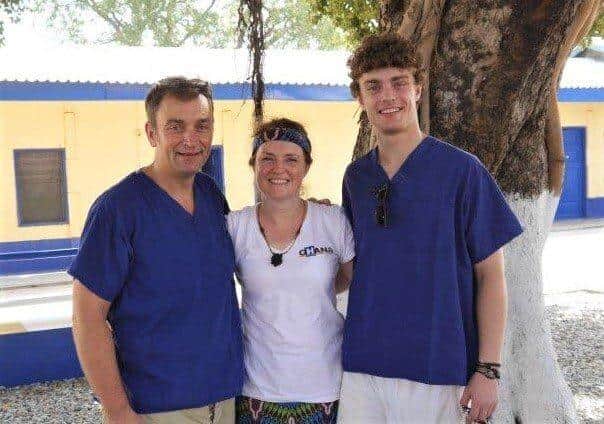 Robert Hicks with his wife Jo, and son Ted, in Ghana.