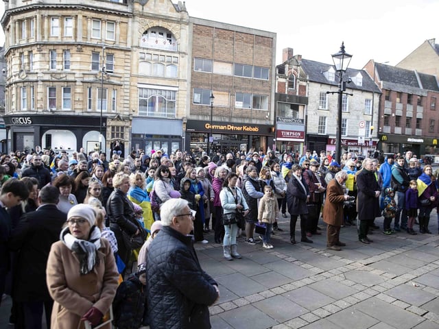 Hundreds attended to commemorate one year since the invasion of Ukraine on February 24, 2022.