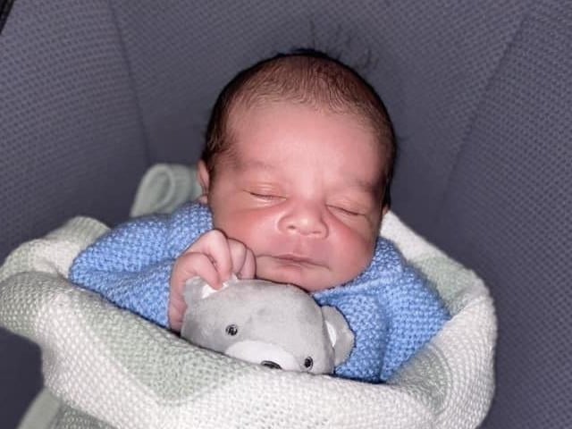 Morique-Morgan born at 10.46pm on February 18 at Kettering General Hospital, weighing 6lbs 13oz.