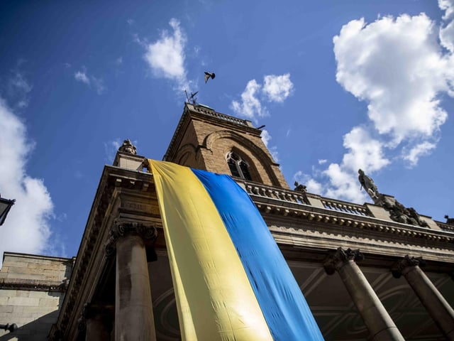 Hundreds attended to commemorate one year since the invasion of Ukraine on February 24, 2022.