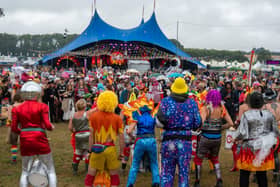 Festival goers watching drummers perform at Shambala’s on Saturday, August 29, 2026. Photo by David Jackson.