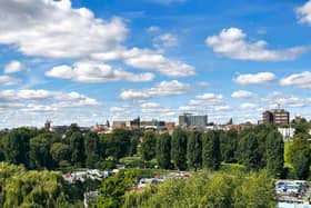 Northampton's skyline as viewed from the University of Northampton