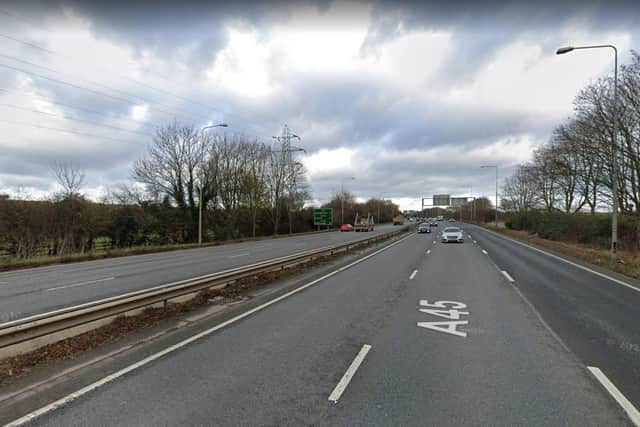 The crash took place on the A45 eastbound between junctions 8 and 9 at Barnes Meadows.