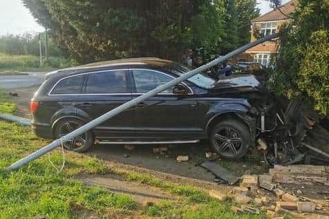 Rush, aged 38, admitted being over the limit and disqualified when he smashed an Audi Q7 he was driving unlawfully into walls and fences, causing damage worth more than £5,500, on the A4500 near Northampton