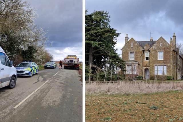 Police raided this country house in Sandy Lane, uncovering a large cannabis farm on Thursday (March 13). Credit: Logan MacLeod.