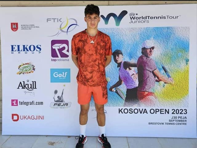 Razvan practising before his Main Draw debut at the Kosovo Open