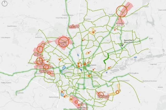 Full active travel network and Sustainable Urban Extensions in the adopted Local Plan. Credit: WNC