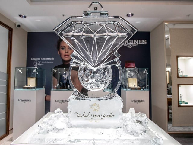 The stunning ice sculpture at Michael Jones Jeweller