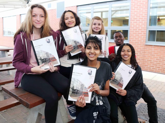 2014 - GCSE results Abbyfield, Mereway, Northampton. Back L-R Lucy Gray, Danielle Groves and Elise Webb. Front L-R Sharoon Lassen, Rio Malcom and Mahmood Abubakar