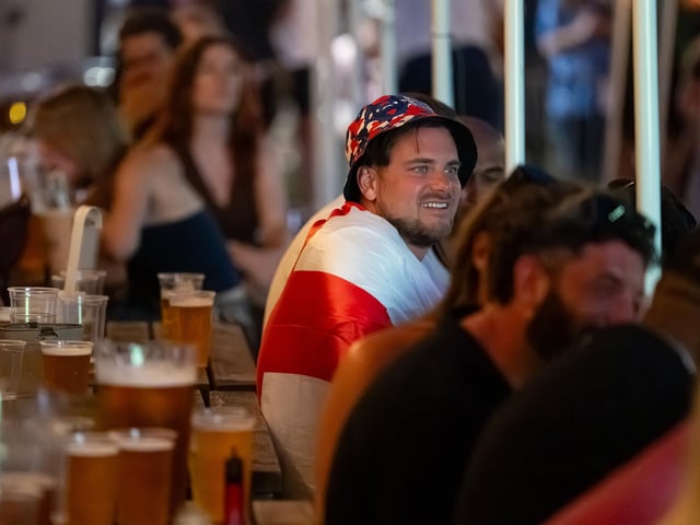 Football fans watching England vs Norway in the garden of The Black Prince in Northampton on Saturdy, July 11, 2026. Photo by David Jackson.