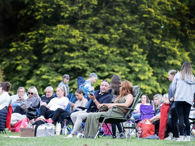 Crowds gathered in the grounds of Delapre Abbey to watch The Greatest Showman on an outdoor screen on Sunday (August 4).