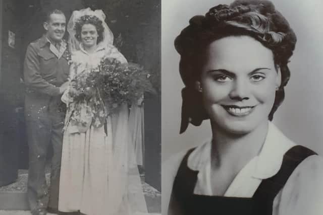 Ivy and Frederick Pack on their wedding day on July 21, 1945 and Ivy pictured during her time in the WLA.