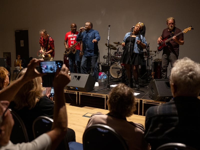 T Bone Afrika All Stars performing on the Classical & World Fusion Stage at the Northampton Music Festival on Sunday, September 8, 2024. Photo by David Jackson.