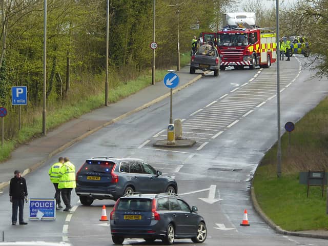 Police blocked off the A5 near Towcester after a man in his 60s was injured in a crash on Thursday afternoon