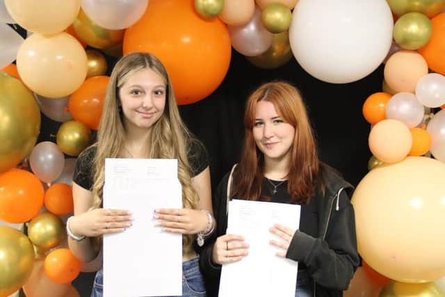 Jasmine and Reece from Corby Technical School celebrate their A-Level results