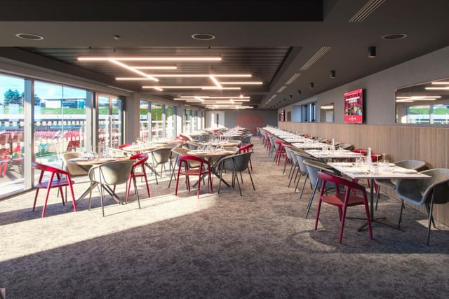 CGI of how the east stand executive lounge would look... with fans able to take their seats in the stand for the match