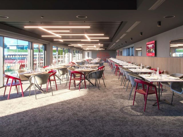 CGI of how the east stand executive lounge would look... with fans able to take their seats in the stand for the match