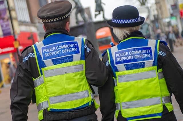 Officers on patrol in Northampton's Abington Street keep a watchful eye out for shoplifters