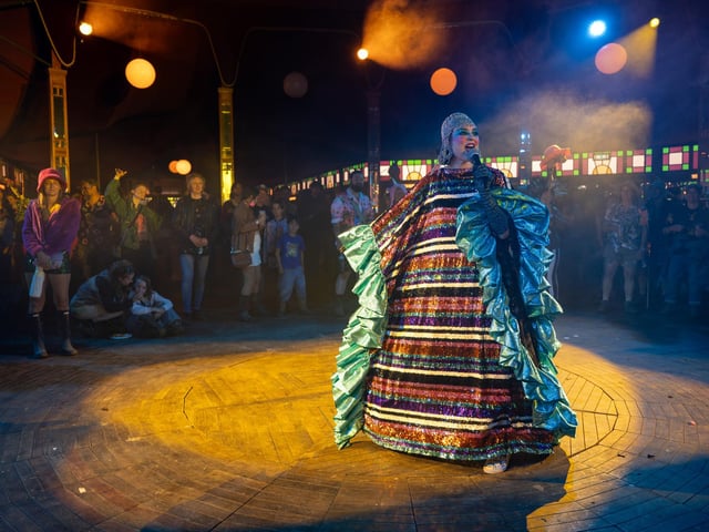 Vanity Fairy performing in Compass - Shambala's cabaret Spiegletent on Sunday, August 30, 2026. Photo by David Jackson.