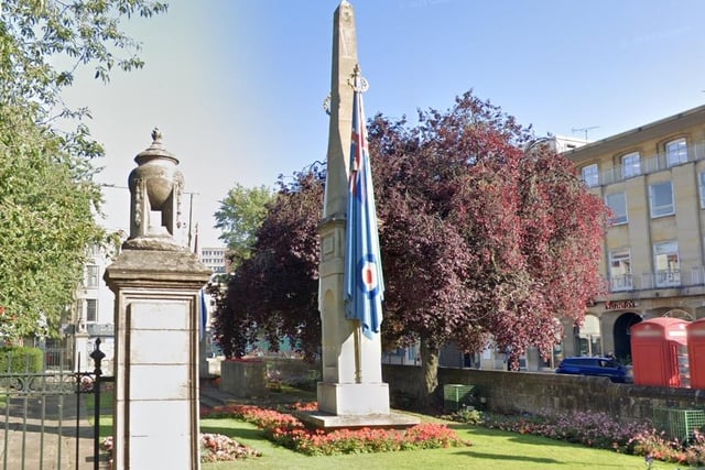 Two obelisks in the former churchyard of All Saints - they were erected in 1919 to mark the sacrifices of the young men of Northampton who lost their lives in the First World War.