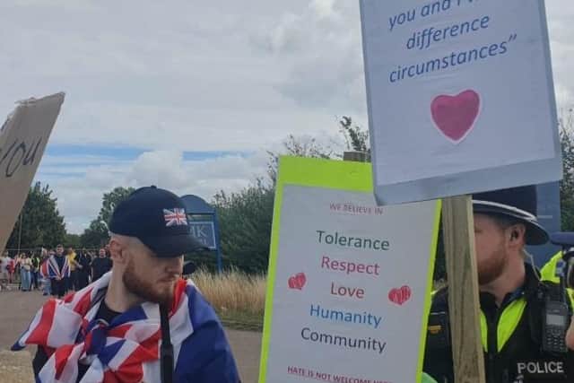 Protests for and against the housing of asylum seekers at a hotel in Deanshanger took place on August 30