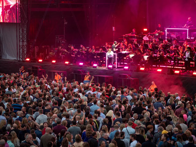 Fans inside Franklin's Gardens for Pete Tong's Ibiza Classics with The Symphony Orchestra, conducted by Jules Buckley on Friday, June 24, 2022. Photo by David Jackson.