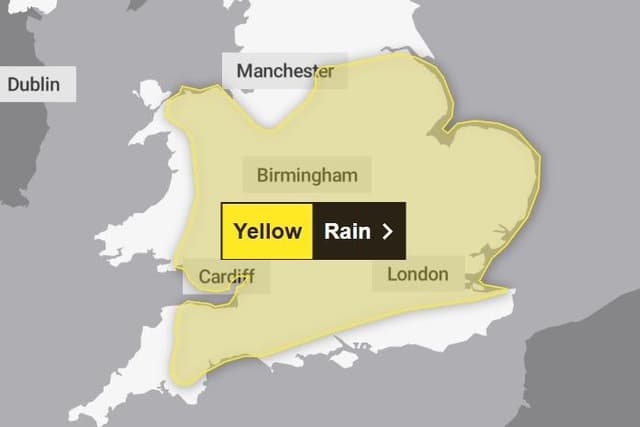 Met Office issues 24-hour yellow warning for rain across Northamptonshire