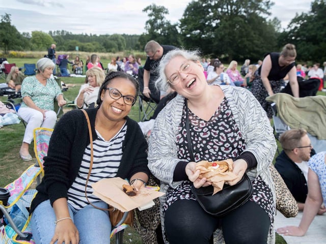 Crowds gathered in the grounds of Delapre Abbey to watch The Greatest Showman on an outdoor screen on Sunday (August 4).
