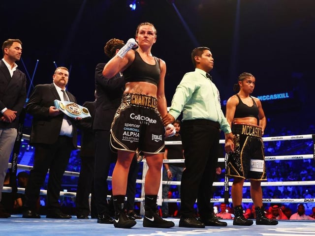 Chantelle Cameron awaits the judges' verdict after he fight with Jessica McCaskill on Saturday (Picture: Francois Nel/Getty Images)