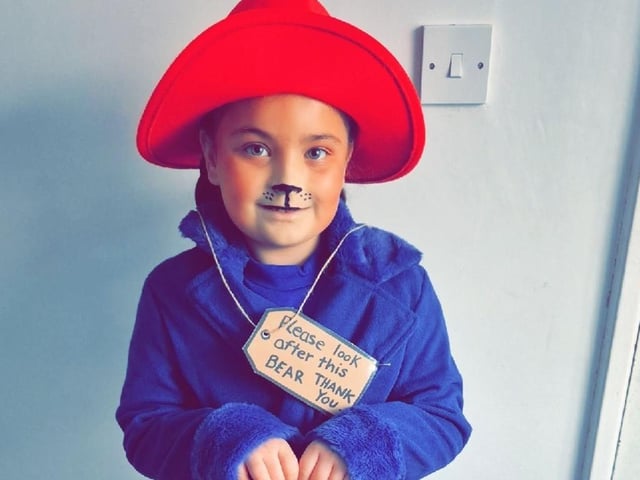 Olivia, aged eight, as Paddington.