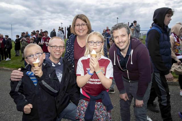Northampton Town fans at Sixfields ahead of the playoff clash against Mansfield.
