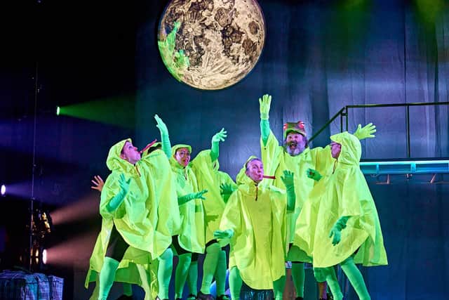 Jacoba Williams, Toby Park and the Community Ensemble in The Frogs (photo: Manuel Harlan)