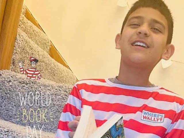 Tyler, aged 11, as Where's Wally.