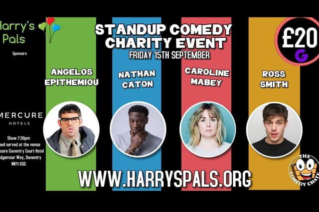 The comedy night is set to take place at the Mercure Court Hotel, in Daventry, on September 15.