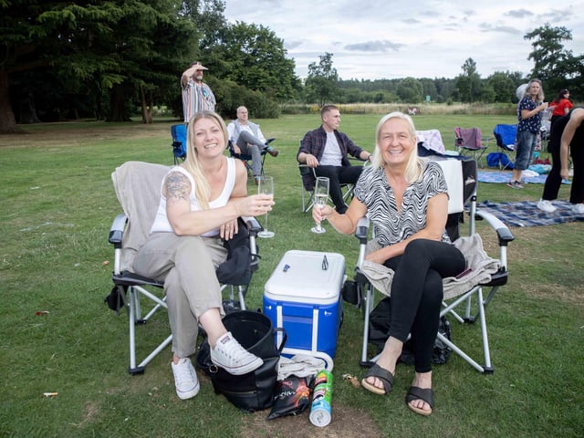 Crowds gathered in the grounds of Delapre Abbey to watch The Greatest Showman on an outdoor screen on Sunday (August 4).