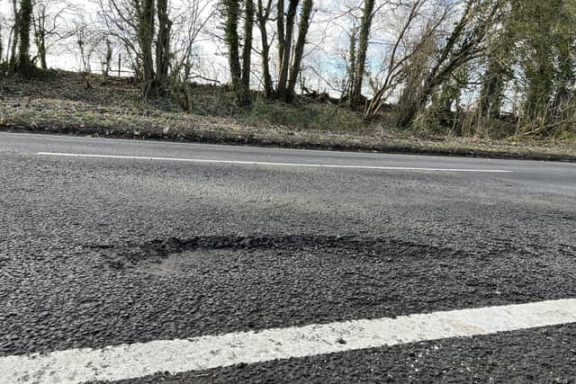 Just one of the potholes along the A5 causing issues to motorists
