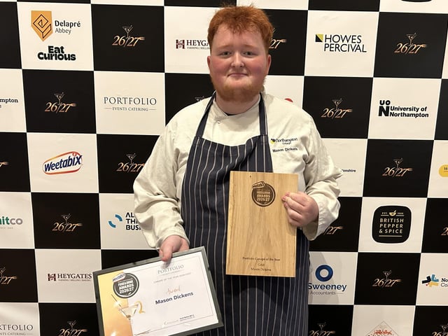 The winner was Mason Dickens from Northampton College with his beetroot meringue with smoked trout.