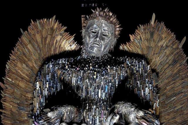 Friday's incident happened just 100 yards from the Knife Angel statue in Northampton