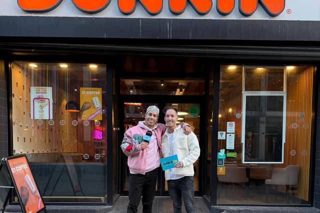 Aaron Fowkes & Elmokhtar Berrabah outside Dunkin’