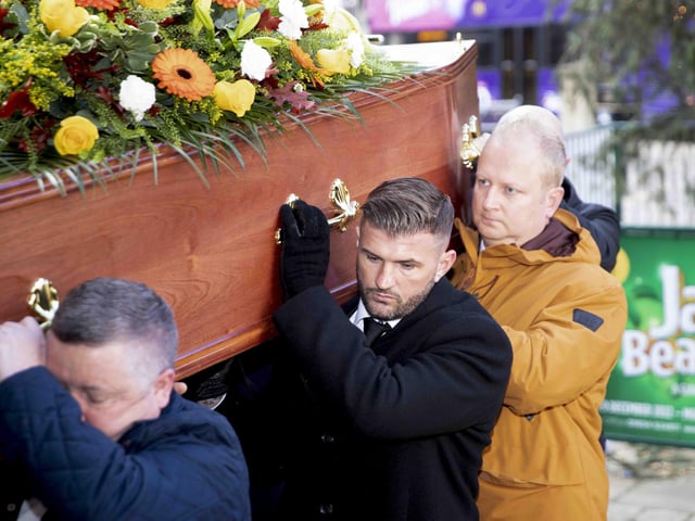 Hundreds gathered in the Market Square on Wednesday morning (December 7) to pay their respects to town legend Eamonn 'Fitzy' Fitzpatrick