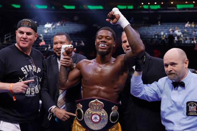 Austin Williams celebrates his first round knockout of Chordale Booker at Madison Square Garden in April