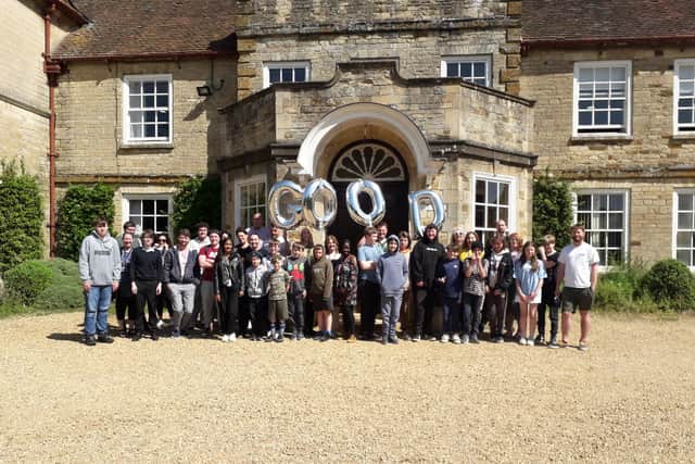 Pupils at Cambian Potterspury Lodge School, near Towcester, celebrating their 'good' Ofsted rating.