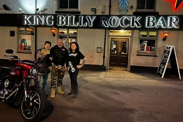 L-r Jeanette Walsh with Aarron Lambert (Mental Monkey) and Rachel Nash (King Billy Rock Bar)