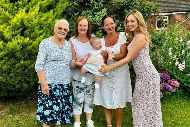 Pictured, from eldest to youngest, are Eileen Turvey, Lorraine Edwards, Hayley Swallow, Georgia Swallow and Olivia Bailey.