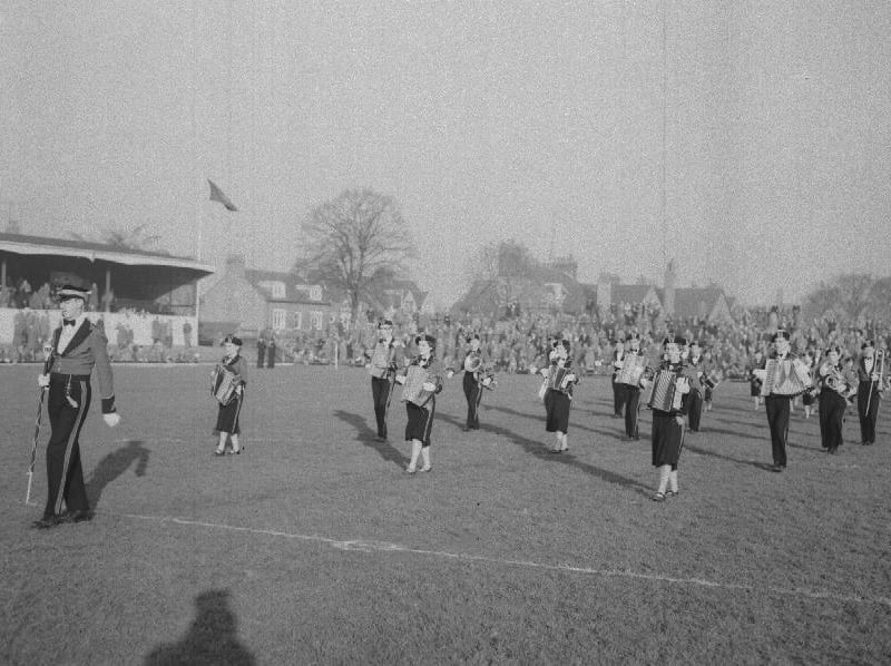 November 8, 1958, Redwell Carnival band at Cobblers, Cobblers 3 - Walsall 2 at the County Ground