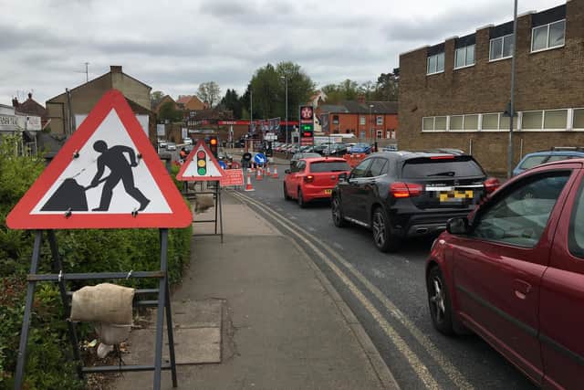 Road works pictured on Welford Road in Kingsthorpe.