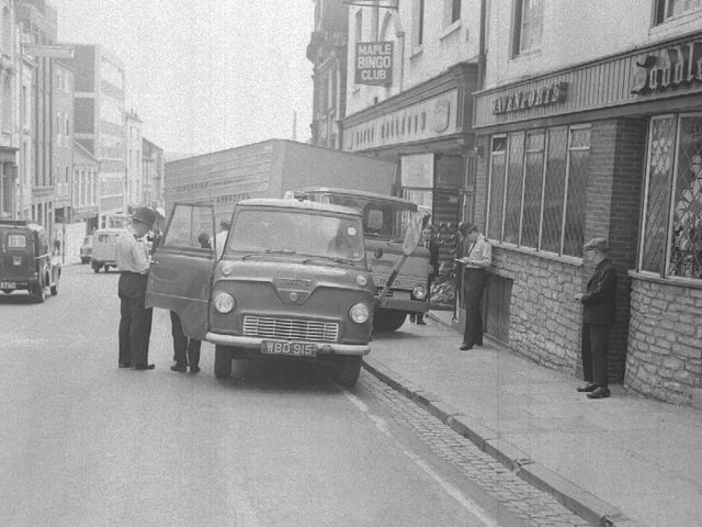 Lorry accident outside Saddlers pub in Bridge Street, Northampton 1967-ish