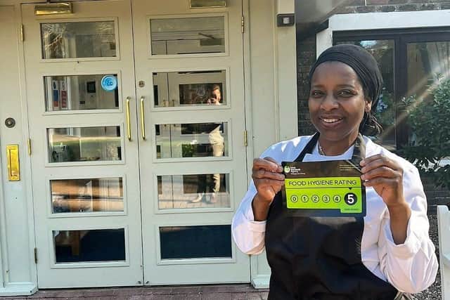 Chef Jennifer with 5-Star Hygene Award